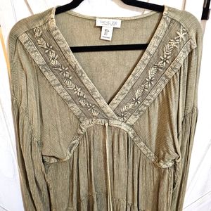 Mod-Acid Wash Boho Blouse